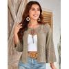 imageGRACE KARIN Womens 34 Sleeve Cropped Cardigan Summer Tie Open Front Corchet Knit Lightweight Bolero Shrug SweatersKhaki