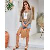 imageGRACE KARIN Womens 34 Sleeve Cropped Cardigan Summer Tie Open Front Corchet Knit Lightweight Bolero Shrug SweatersKhaki