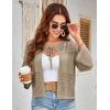 imageGRACE KARIN Womens 34 Sleeve Cropped Cardigan Summer Tie Open Front Corchet Knit Lightweight Bolero Shrug SweatersKhaki