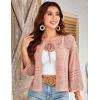 imageGRACE KARIN Womens 34 Sleeve Cropped Cardigan Summer Tie Open Front Corchet Knit Lightweight Bolero Shrug SweatersPink