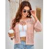 imageGRACE KARIN Womens 34 Sleeve Cropped Cardigan Summer Tie Open Front Corchet Knit Lightweight Bolero Shrug SweatersPink
