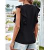 imageGRACE KARIN Womens Casual Tops 2025 Summer Trendy Ruffle Cap Sleeves Babydoll Blouse Crewneck Button Down Peplum ShirtsBlack