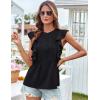 imageGRACE KARIN Womens Casual Tops 2025 Summer Trendy Ruffle Cap Sleeves Babydoll Blouse Crewneck Button Down Peplum ShirtsBlack