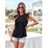 imageGRACE KARIN Womens Casual Tops 2025 Summer Trendy Ruffle Cap Sleeves Babydoll Blouse Crewneck Button Down Peplum ShirtsBlack