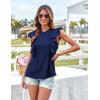 imageGRACE KARIN Womens Casual Tops 2025 Summer Trendy Ruffle Cap Sleeves Babydoll Blouse Crewneck Button Down Peplum ShirtsDeep Blue