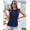 imageGRACE KARIN Womens Casual Tops 2025 Summer Trendy Ruffle Cap Sleeves Babydoll Blouse Crewneck Button Down Peplum ShirtsDeep Blue