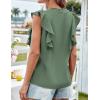 imageGRACE KARIN Womens Casual Tops 2025 Summer Trendy Ruffle Cap Sleeves Babydoll Blouse Crewneck Button Down Peplum ShirtsDeep Green