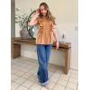 imageGRACE KARIN Womens Casual Tops 2025 Summer Trendy Ruffle Cap Sleeves Babydoll Blouse Crewneck Button Down Peplum ShirtsKhaki
