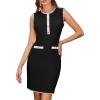 imageGRACE KARIN Womens 2025 Summer Sleeveless Mini Dresses Button Crew Neck Contrast Elegant Sweater Tank DressBlack