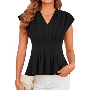 imageGRACE KARIN Sleeveless Tops for Women Vest Blouse V Neck Dressy Suit Vest Tank Tops Business Office ShirtBlack