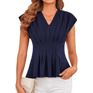 imageGRACE KARIN Sleeveless Tops for Women Vest Blouse V Neck Dressy Suit Vest Tank Tops Business Office ShirtNavy Blue