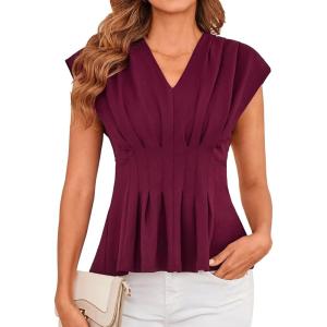 imageGRACE KARIN Sleeveless Tops for Women Vest Blouse V Neck Dressy Suit Vest Tank Tops Business Office ShirtWine Red