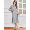 imageGRACE KARIN 2025 Mother of The Bride Dress with Jacket Women Stretchy Lace 2 Piece Wedding Guest DressesLight Gray