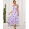 imageGRACE KARIN 2025 Womens Summer Floral Maxi Dress Casual Sleeveless Ruffle Tiered Wedding Guest Flowy Dresses with PocketsWhite Purple Floral