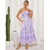 imageGRACE KARIN 2025 Womens Summer Floral Maxi Dress Casual Sleeveless Ruffle Tiered Wedding Guest Flowy Dresses with PocketsWhite Purple Floral