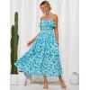 imageGRACE KARIN Women Summer Floral Maxi Dress Off The Shoulder Halter Sleeveless Ruffle ALine Wedding Beach SundressBlue Green Floral