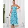 imageGRACE KARIN Women Summer Floral Maxi Dress Off The Shoulder Halter Sleeveless Ruffle ALine Wedding Beach SundressBlue Green Floral