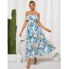 imageGRACE KARIN Women Summer Floral Maxi Dress Off The Shoulder Halter Sleeveless Ruffle ALine Wedding Beach SundressBlue Orange Floral
