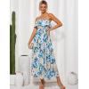 imageGRACE KARIN Women Summer Floral Maxi Dress Off The Shoulder Halter Sleeveless Ruffle ALine Wedding Beach SundressBlue Orange Floral
