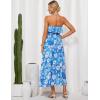 imageGRACE KARIN Women Summer Floral Maxi Dress Off The Shoulder Halter Sleeveless Ruffle ALine Wedding Beach SundressBlue White Print