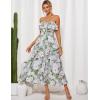 imageGRACE KARIN Women Summer Floral Maxi Dress Off The Shoulder Halter Sleeveless Ruffle ALine Wedding Beach SundressGreen White Flowers