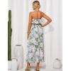 imageGRACE KARIN Women Summer Floral Maxi Dress Off The Shoulder Halter Sleeveless Ruffle ALine Wedding Beach SundressGreen White Flowers