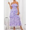 imageGRACE KARIN Women Summer Floral Maxi Dress Off The Shoulder Halter Sleeveless Ruffle ALine Wedding Beach SundressPurple White Print
