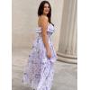 imageGRACE KARIN Women Summer Floral Maxi Dress Off The Shoulder Halter Sleeveless Ruffle ALine Wedding Beach SundressPurple White Print