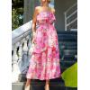 imageGRACE KARIN Women Summer Floral Maxi Dress Off The Shoulder Halter Sleeveless Ruffle ALine Wedding Beach SundressRose Red Print