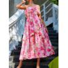 imageGRACE KARIN Women Summer Floral Maxi Dress Off The Shoulder Halter Sleeveless Ruffle ALine Wedding Beach SundressRose Red Print