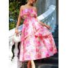 imageGRACE KARIN Women Summer Floral Maxi Dress Off The Shoulder Halter Sleeveless Ruffle ALine Wedding Beach SundressRose Red Print