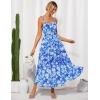 imageGRACE KARIN Womens Floral Summer Wedding Guest Dresses 2025 Trendy Long Flowy Smocked Tiered Maxi DressBlue Floral