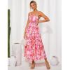imageGRACE KARIN Womens Floral Summer Wedding Guest Dresses 2025 Trendy Long Flowy Smocked Tiered Maxi DressPink Floral