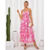 imageGRACE KARIN Womens Floral Summer Wedding Guest Dresses 2025 Trendy Long Flowy Smocked Tiered Maxi DressRose Red Floral