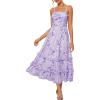imageGRACE KARIN 2025 Womens Summer Floral Maxi Dress Casual Sleeveless Ruffle Tiered Wedding Guest Flowy Dresses with PocketsWhite Purple Floral