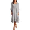 imageGRACE KARIN Women Dresses for Party Formal 2025 Mother of The Bride Dress Wedding Guest Dress with JacketSilver Gray
