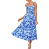 imageGRACE KARIN Womens Floral Summer Wedding Guest Dresses 2025 Trendy Long Flowy Smocked Tiered Maxi DressBlue Floral