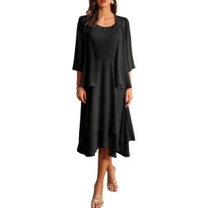 imageGRACE KARIN Women Dresses for Party Formal 2025 Mother of The Bride Dress Wedding Guest Dress with JacketBlack