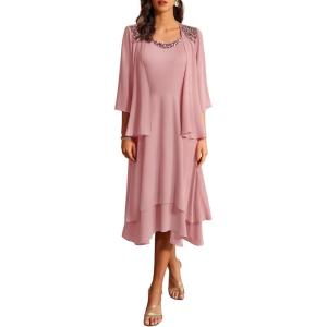 imageGRACE KARIN Women Dresses for Party Formal 2025 Mother of The Bride Dress Wedding Guest Dress with JacketLight Pink