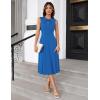 imageGRACE KARIN Women 2025 Summer Work Dress Sleeveless Tie Waist Elegant Party Cocktail A Line Flowy Midi Dresses with PocketsBlue