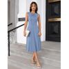 imageGRACE KARIN Women 2025 Summer Work Dress Sleeveless Tie Waist Elegant Party Cocktail A Line Flowy Midi Dresses with PocketsGrey Blue