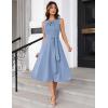 imageGRACE KARIN Women 2025 Summer Work Dress Sleeveless Tie Waist Elegant Party Cocktail A Line Flowy Midi Dresses with PocketsGrey Blue
