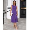 imageGRACE KARIN Women 2025 Summer Work Dress Sleeveless Tie Waist Elegant Party Cocktail A Line Flowy Midi Dresses with PocketsPurple
