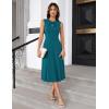 imageGRACE KARIN Women 2025 Summer Work Dress Sleeveless Tie Waist Elegant Party Cocktail A Line Flowy Midi Dresses with PocketsTeal
