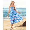 imageGRACE KARIN 2025 Womens Summer Floral Dress Strapless Smocked Tube Dress Boho Beach ALine Midi Dresses with PocketsBlue Floral