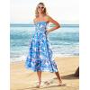 imageGRACE KARIN 2025 Womens Summer Floral Dress Strapless Smocked Tube Dress Boho Beach ALine Midi Dresses with PocketsBlue Floral