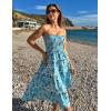 imageGRACE KARIN 2025 Womens Summer Floral Dress Strapless Smocked Tube Dress Boho Beach ALine Midi Dresses with PocketsBlue White Floral
