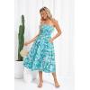 imageGRACE KARIN 2025 Womens Summer Floral Dress Strapless Smocked Tube Dress Boho Beach ALine Midi Dresses with PocketsBlue White Floral