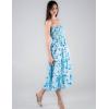 imageGRACE KARIN 2025 Womens Summer Floral Dress Strapless Smocked Tube Dress Boho Beach ALine Midi Dresses with PocketsBlue White Floral