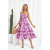 imageGRACE KARIN 2025 Womens Summer Floral Dress Strapless Smocked Tube Dress Boho Beach ALine Midi Dresses with PocketsPurple White Floral